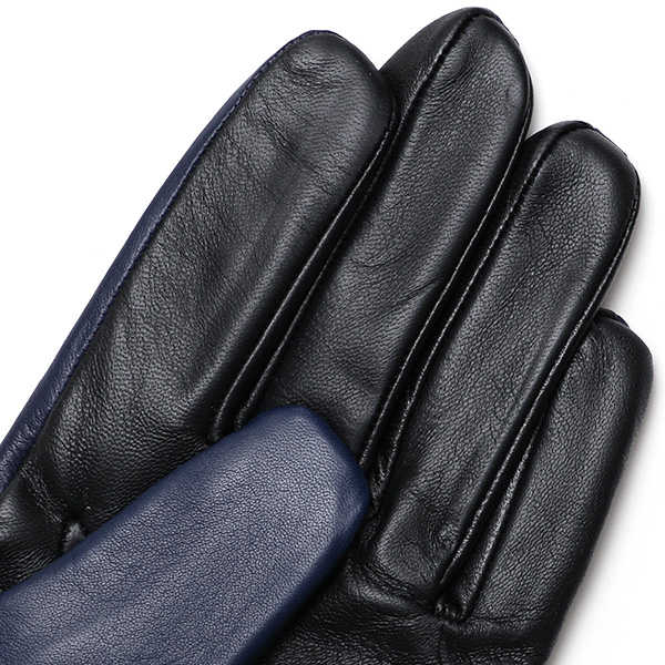  手袋 メンズ スマホ対応 レザーグローブ ベルト リブ付き タッチパネル 革手袋 防寒 冬 温かい てぶくろ ブルー ネイビー 青色 日本製 ブランド プレゼント ギフト 彼氏 旦那 男性 クリスマス バレンタイン 手袋 クロダ(KURODA)