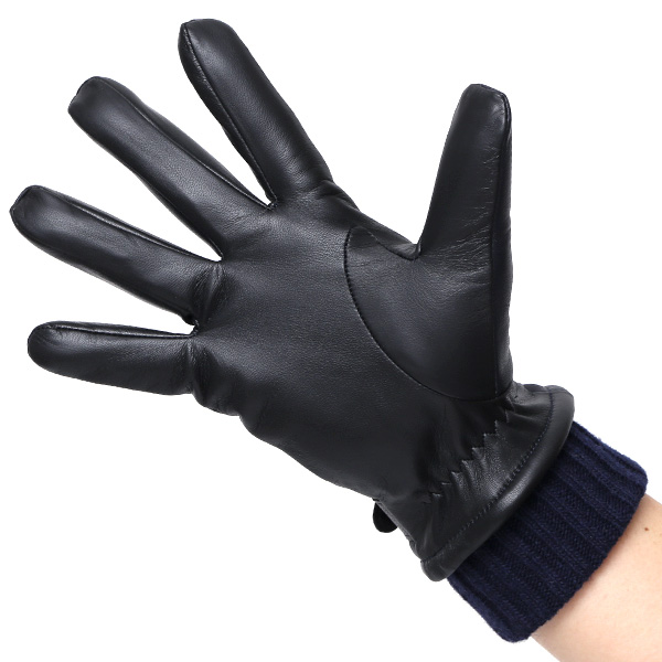  手袋 メンズ スマホ対応 レザーグローブ ベルト リブ付き タッチパネル 革手袋 防寒 冬 温かい てぶくろ ブルー ネイビー 青色 日本製 ブランド プレゼント ギフト 彼氏 旦那 男性 クリスマス バレンタイン 手袋 クロダ(KURODA)