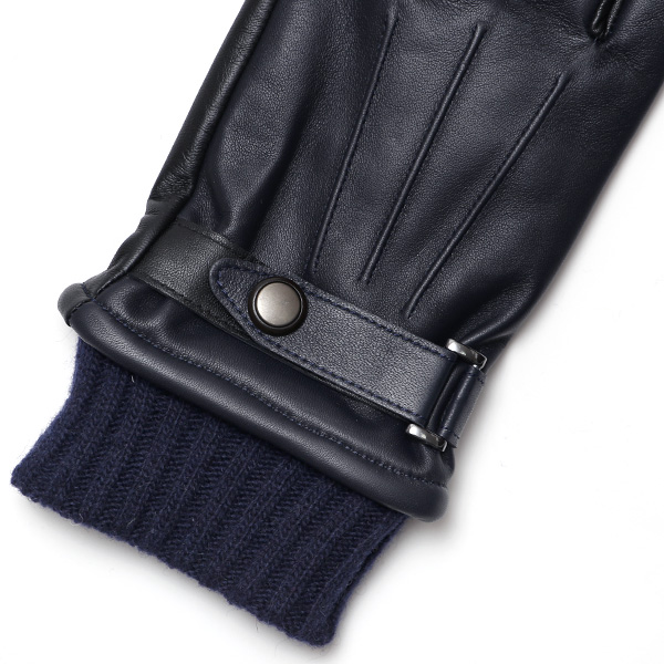  手袋 メンズ スマホ対応 レザーグローブ ベルト リブ付き タッチパネル 革手袋 防寒 冬 温かい てぶくろ ブルー ネイビー 青色 日本製 ブランド プレゼント ギフト 彼氏 旦那 男性 クリスマス バレンタイン 手袋 クロダ(KURODA)