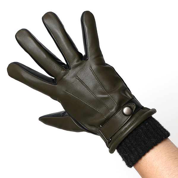  手袋 メンズ スマホ対応 レザーグローブ ベルト リブ付き タッチパネル 革手袋 防寒 冬 温かい てぶくろ グリーン 緑色 日本製 ブランド プレゼント ギフト 彼氏 旦那 男性 クリスマス バレンタイン 手袋 クロダ(KURODA)