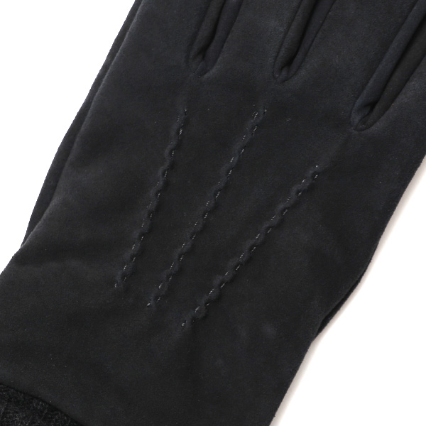  【スマホ対応】 メンズ 革手袋 防寒 レザーグローブ ヤギ革 冬 暖かい リブ付き 手袋 ゴートスエード ブラック 黒 黒色 男性用 紳士 プレゼント クリスマス ギフト おしゃれ 本革 ブランド 手袋 タッチパネル クロダ(KURODA)
