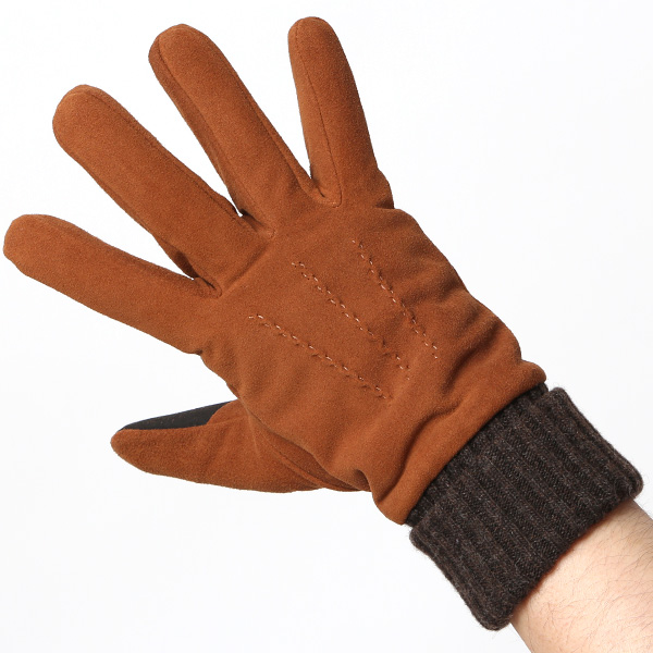  【スマホ対応】 メンズ 革手袋 防寒 レザーグローブ ヤギ革 冬 暖かい リブ付き 手袋 ゴートスエード ブラウン 茶 茶色 男性用 紳士 プレゼント クリスマス ギフト おしゃれ 本革 ブランド 手袋 タッチパネル クロダ(KURODA)