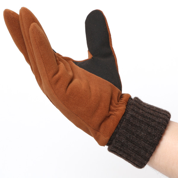  【スマホ対応】 メンズ 革手袋 防寒 レザーグローブ ヤギ革 冬 暖かい リブ付き 手袋 ゴートスエード ブラウン 茶 茶色 男性用 紳士 プレゼント クリスマス ギフト おしゃれ 本革 ブランド 手袋 タッチパネル クロダ(KURODA)