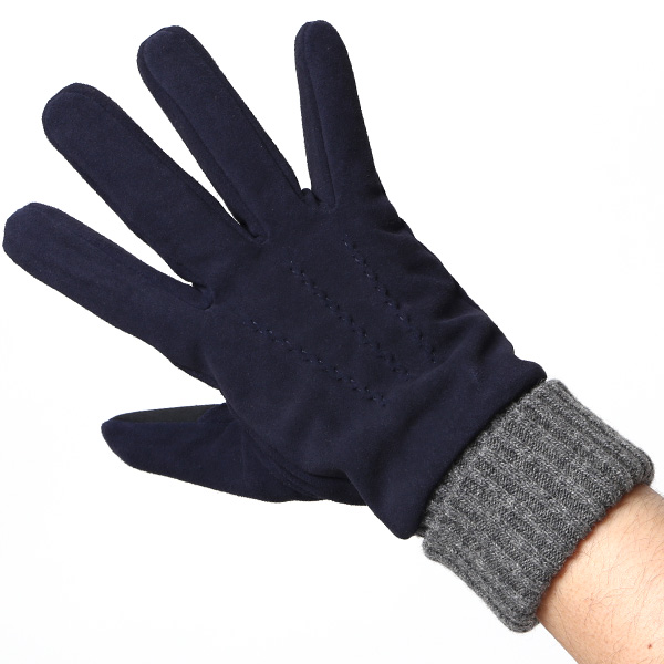  【スマホ対応】 メンズ 革手袋 防寒 レザーグローブ ヤギ革 冬 暖かい リブ付き 手袋 ゴートスエード ブルー ネイビー 青色 男性用 紳士 プレゼント クリスマス ギフト おしゃれ 本革 ブランド 手袋 タッチパネル クロダ(KURODA)