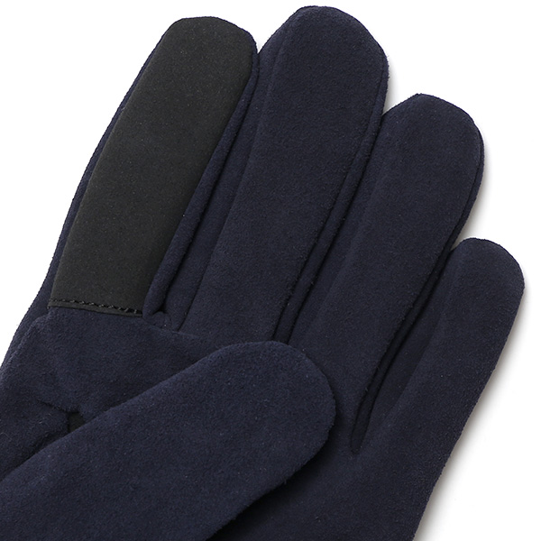  【スマホ対応】 メンズ 革手袋 防寒 レザーグローブ ヤギ革 冬 暖かい リブ付き 手袋 ゴートスエード ブルー ネイビー 青色 男性用 紳士 プレゼント クリスマス ギフト おしゃれ 本革 ブランド 手袋 タッチパネル クロダ(KURODA)