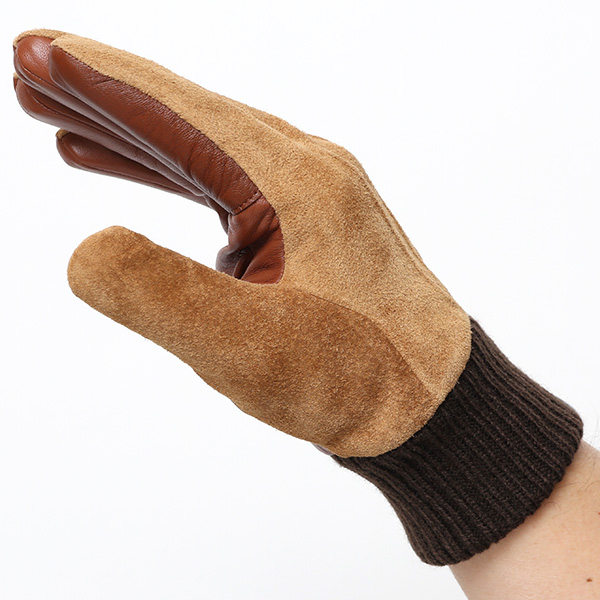  手袋 スマホ対応 メンズ 革手袋 レザー 防寒 暖かい 革グローブ マイクロファイバーボア リブ付き ブラウン 茶 茶色 ピックスエード 羊革 ブランド 日本製 手袋 プレゼント 男性 ギフト クリスマス オシャレ クロダ(KURODA)