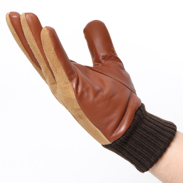  手袋 スマホ対応 メンズ 革手袋 レザー 防寒 暖かい 革グローブ マイクロファイバーボア リブ付き ブラウン 茶 茶色 ピックスエード 羊革 ブランド 日本製 手袋 プレゼント 男性 ギフト クリスマス オシャレ クロダ(KURODA)