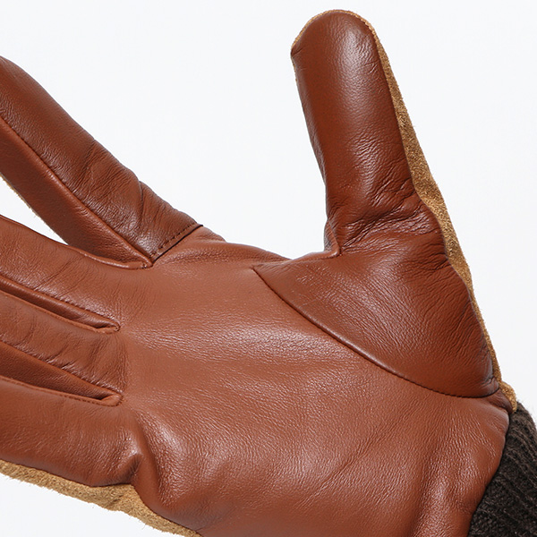  手袋 スマホ対応 メンズ 革手袋 レザー 防寒 暖かい 革グローブ マイクロファイバーボア リブ付き ブラウン 茶 茶色 ピックスエード 羊革 ブランド 日本製 手袋 プレゼント 男性 ギフト クリスマス オシャレ クロダ(KURODA)