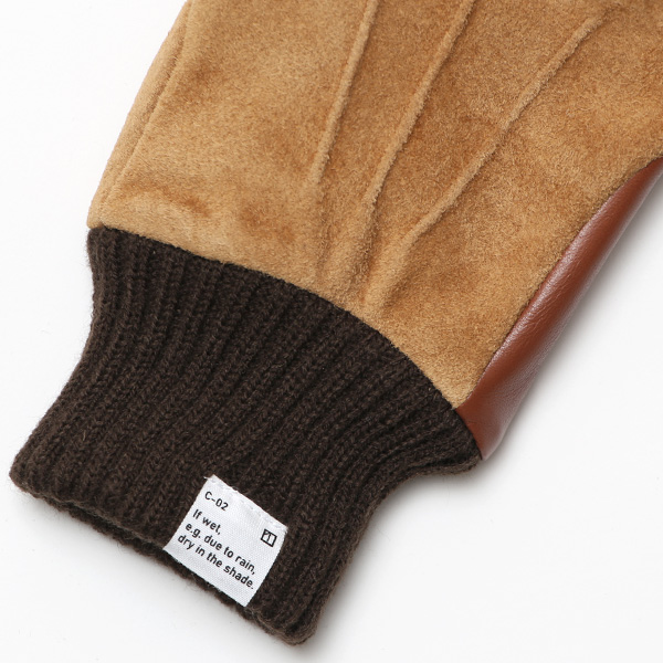  手袋 スマホ対応 メンズ 革手袋 レザー 防寒 暖かい 革グローブ マイクロファイバーボア リブ付き ブラウン 茶 茶色 ピックスエード 羊革 ブランド 日本製 手袋 プレゼント 男性 ギフト クリスマス オシャレ クロダ(KURODA)