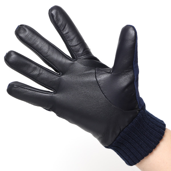  手袋 スマホ対応 メンズ 革手袋 レザー 防寒 暖かい 革グローブ マイクロファイバーボア リブ付き ブルー ネイビー 青色 ピックスエード 羊革 ブランド 日本製 手袋 プレゼント 男性 ギフト クリスマス オシャレ クロダ(KURODA)