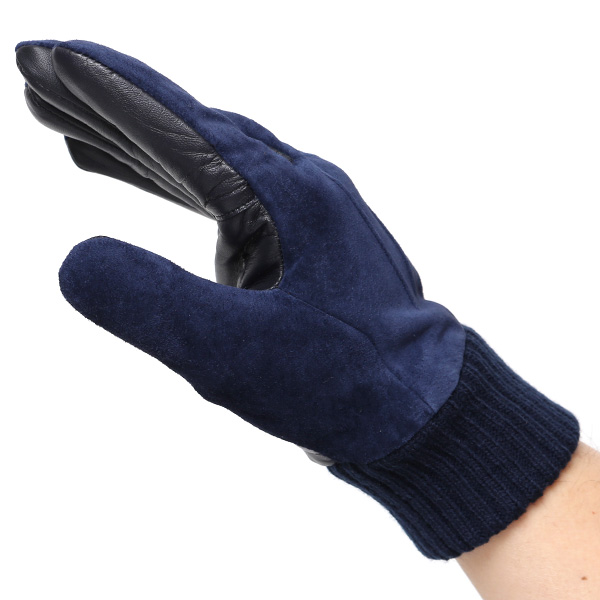  手袋 スマホ対応 メンズ 革手袋 レザー 防寒 暖かい 革グローブ マイクロファイバーボア リブ付き ブルー ネイビー 青色 ピックスエード 羊革 ブランド 日本製 手袋 プレゼント 男性 ギフト クリスマス オシャレ クロダ(KURODA)