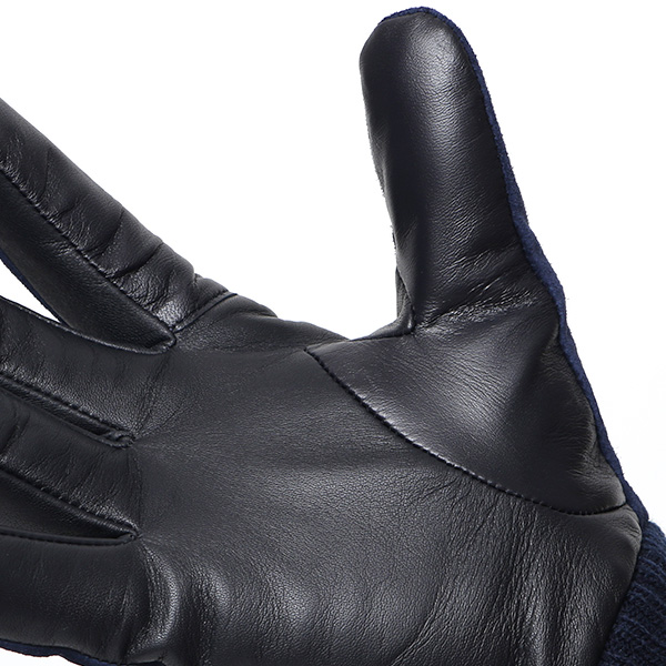 手袋 スマホ対応 メンズ 革手袋 レザー 防寒 暖かい 革グローブ マイクロファイバーボア リブ付き ブルー ネイビー 青色 ピックスエード 羊革 ブランド 日本製 手袋 プレゼント 男性 ギフト クリスマス オシャレ クロダ(KURODA)