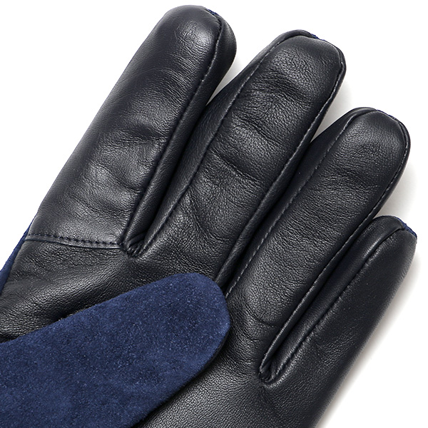  手袋 スマホ対応 メンズ 革手袋 レザー 防寒 暖かい 革グローブ マイクロファイバーボア リブ付き ブルー ネイビー 青色 ピックスエード 羊革 ブランド 日本製 手袋 プレゼント 男性 ギフト クリスマス オシャレ クロダ(KURODA)