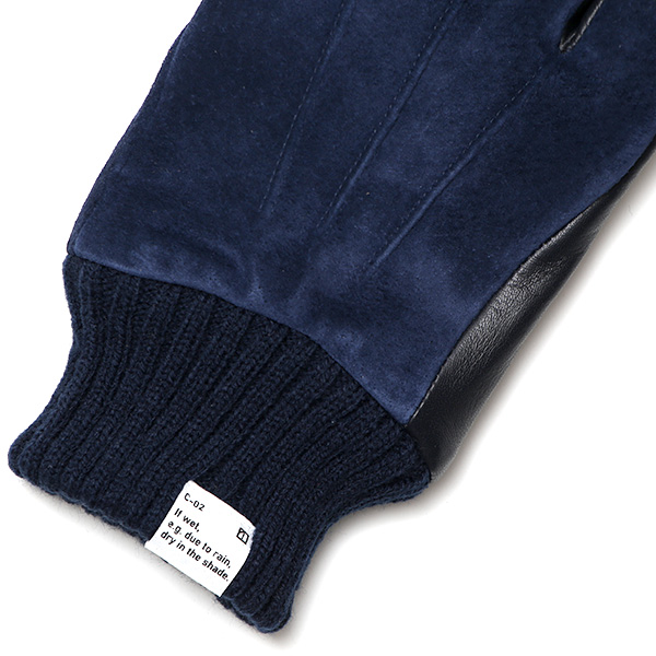  手袋 スマホ対応 メンズ 革手袋 レザー 防寒 暖かい 革グローブ マイクロファイバーボア リブ付き ブルー ネイビー 青色 ピックスエード 羊革 ブランド 日本製 手袋 プレゼント 男性 ギフト クリスマス オシャレ クロダ(KURODA)