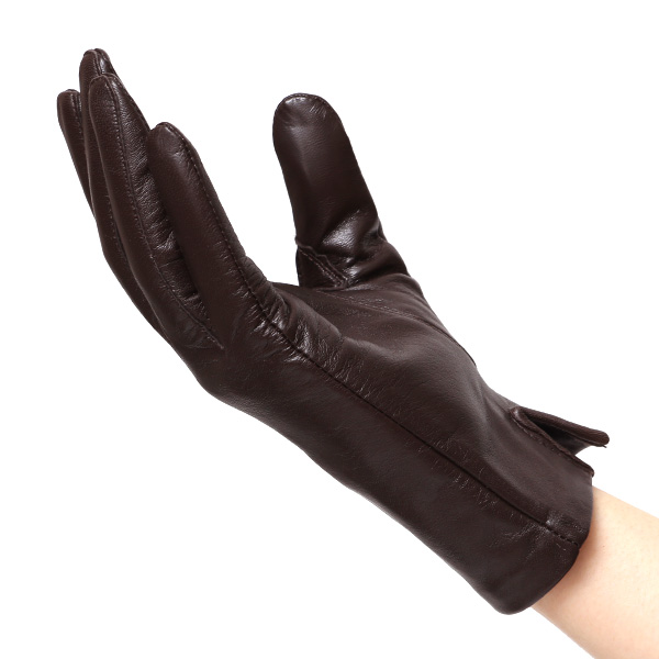  【スマホ対応】 手袋 レディース レザー グローブ 冬 革手袋 シンプル 防寒 婦人 レザーグローブ 無地 ダークブラウン ブラウン 茶 茶色 タッチパネル シープスキン 手袋 ブランド プレゼント ギフト クリスマス 女性用 通勤 クロダ(KURODA)