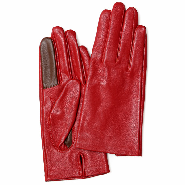 クロダ(KURODA) 【WOMEN】 スマホ対応 羊革(ラムレザー) 手袋 レッド