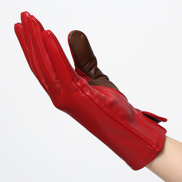  【スマホ対応】 手袋 レディース レザー グローブ 冬 革手袋 シンプル 防寒 婦人 レザーグローブ 無地 レッド ワイン 赤色 タッチパネル シープスキン 手袋 ブランド プレゼント ギフト クリスマス 女性用 通勤 クロダ(KURODA)