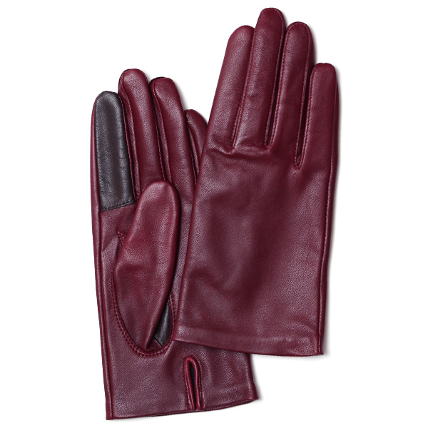 クロダ(KURODA) 【WOMEN】 スマホ対応 羊革(ラムレザー) 手袋 ワイン