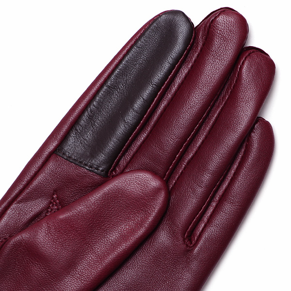  【スマホ対応】 手袋 レディース レザー グローブ 冬 革手袋 シンプル 防寒 婦人 レザーグローブ 無地 ワイン レッド ワイン 赤色 タッチパネル シープスキン 手袋 ブランド プレゼント ギフト クリスマス 女性用 通勤 クロダ(KURODA)