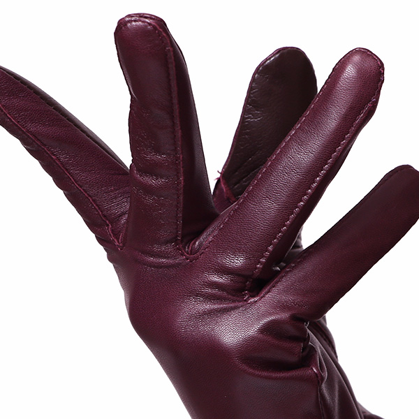【スマホ対応】 手袋 レディース レザー グローブ 冬 革手袋 シンプル 防寒 婦人 レザーグローブ 無地 レッド ワイン 赤色 タッチパネル シープスキン 手袋 ブランド プレゼント ギフト クリスマス 女性用 通勤 クロダ(KURODA)