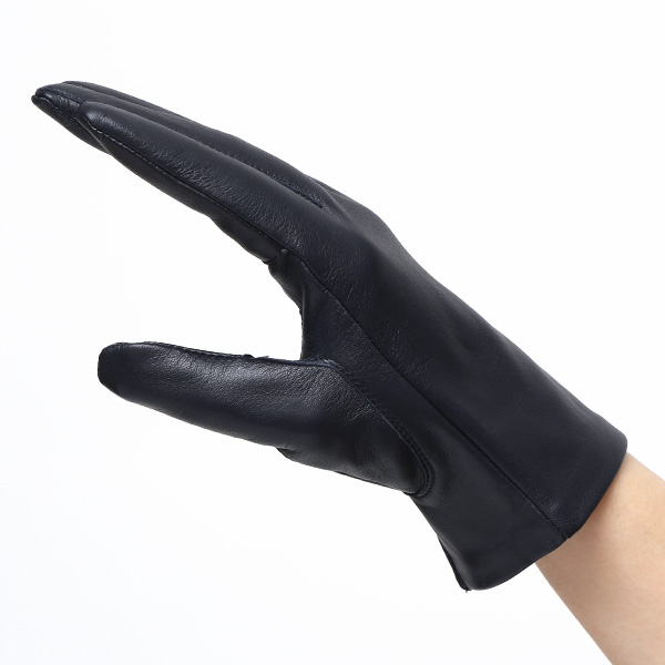  【スマホ対応】 手袋 レディース レザー グローブ 冬 革手袋 シンプル 防寒 婦人 レザーグローブ 無地 ブルー ネイビー 青色 タッチパネル シープスキン 手袋 ブランド プレゼント ギフト クリスマス 女性用 通勤 クロダ(KURODA)