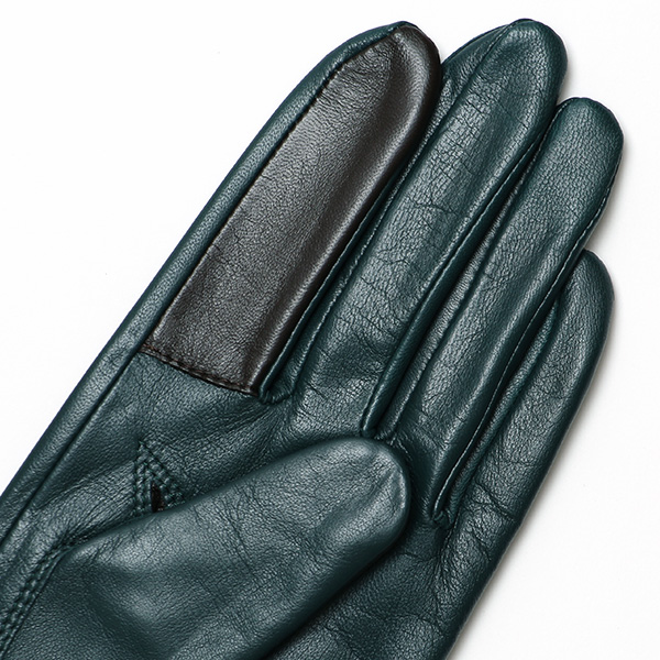  【スマホ対応】 手袋 レディース レザー グローブ 冬 革手袋 シンプル 防寒 婦人 レザーグローブ 無地 グリーン 緑色 タッチパネル シープスキン 手袋 ブランド プレゼント ギフト クリスマス 女性用 通勤 クロダ(KURODA)