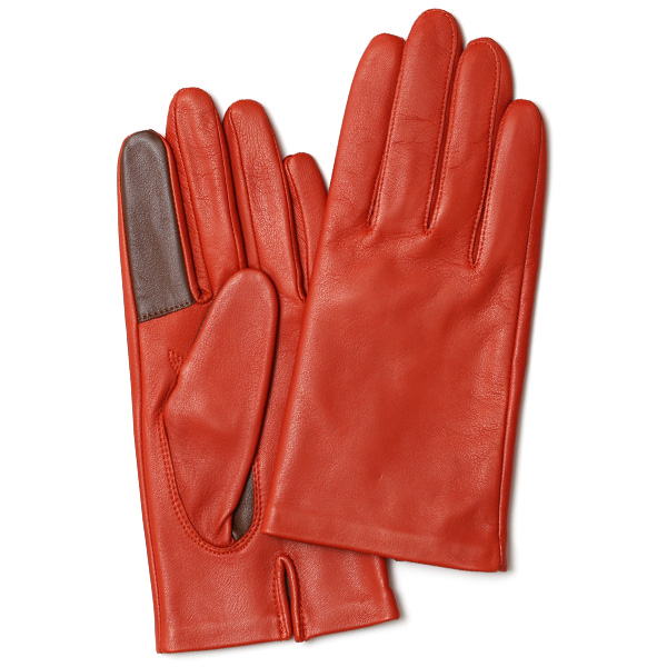 クロダ(KURODA) 【WOMEN】 スマホ対応 羊革(ラムレザー) 手袋 オレンジ