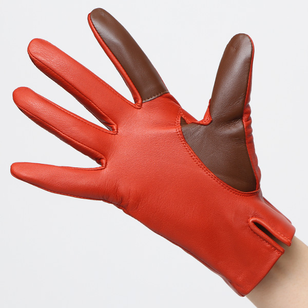  【スマホ対応】 手袋 レディース レザー グローブ 冬 革手袋 シンプル 防寒 婦人 レザーグローブ 無地 オレンジ 橙色 タッチパネル シープスキン 手袋 ブランド プレゼント ギフト クリスマス 女性用 通勤 クロダ(KURODA)