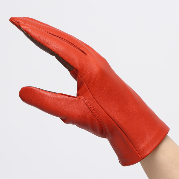  【スマホ対応】 手袋 レディース レザー グローブ 冬 革手袋 シンプル 防寒 婦人 レザーグローブ 無地 オレンジ 橙色 タッチパネル シープスキン 手袋 ブランド プレゼント ギフト クリスマス 女性用 通勤 クロダ(KURODA)