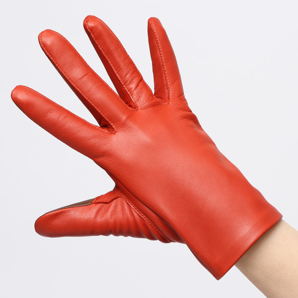  【スマホ対応】 手袋 レディース レザー グローブ 冬 革手袋 シンプル 防寒 婦人 レザーグローブ 無地 オレンジ 橙色 タッチパネル シープスキン 手袋 ブランド プレゼント ギフト クリスマス 女性用 通勤 クロダ(KURODA)