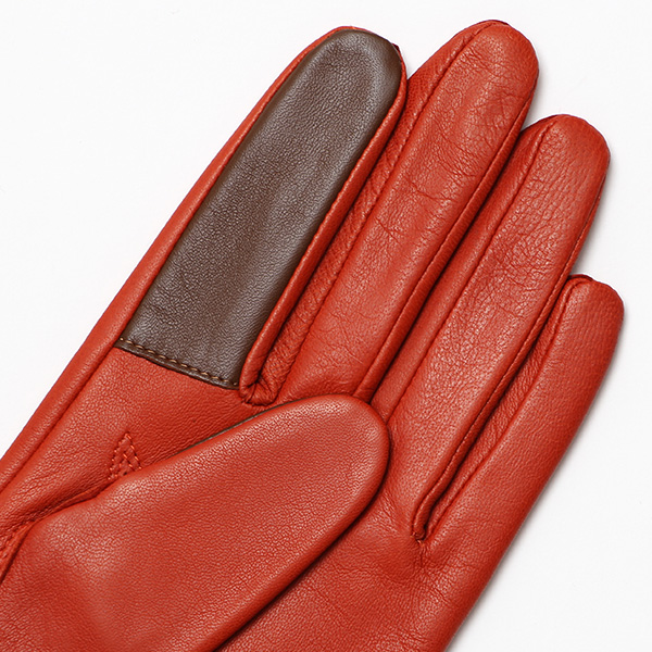  【スマホ対応】 手袋 レディース レザー グローブ 冬 革手袋 シンプル 防寒 婦人 レザーグローブ 無地 オレンジ 橙色 タッチパネル シープスキン 手袋 ブランド プレゼント ギフト クリスマス 女性用 通勤 クロダ(KURODA)