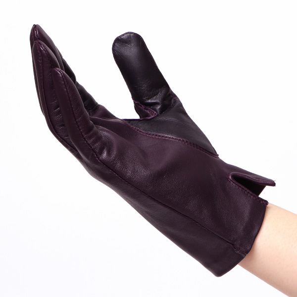  【スマホ対応】 手袋 レディース レザー グローブ 冬 革手袋 シンプル 防寒 婦人 レザーグローブ 無地 パープル 紫色 タッチパネル シープスキン 手袋 ブランド プレゼント ギフト クリスマス 女性用 通勤 クロダ(KURODA)