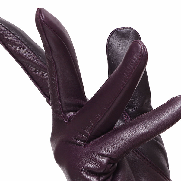  【スマホ対応】 手袋 レディース レザー グローブ 冬 革手袋 シンプル 防寒 婦人 レザーグローブ 無地 パープル 紫色 タッチパネル シープスキン 手袋 ブランド プレゼント ギフト クリスマス 女性用 通勤 クロダ(KURODA)