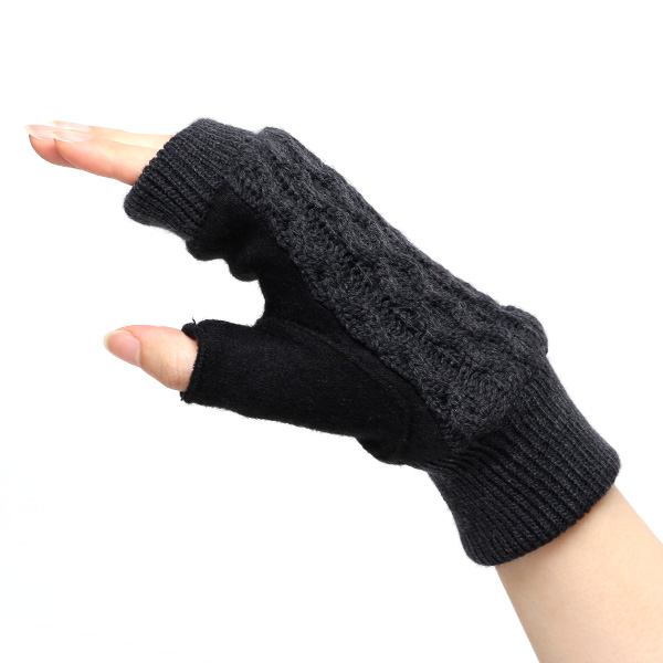  手袋 指なし レディース アームウォーマー 女性用 ハンドウォーマー ケーブル編み 防寒 手首 冬 ブラック 黒 黒色 グローブ 作業用 保温 指出し手袋 ニット 暖かい アームカバー オフィス かわいい クロダ(KURODA)