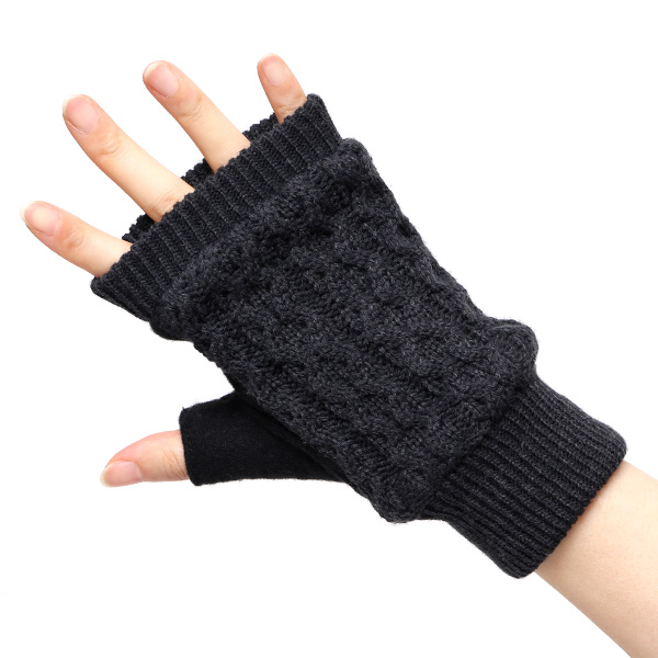  手袋 指なし レディース アームウォーマー 女性用 ハンドウォーマー ケーブル編み 防寒 手首 冬 ブラック 黒 黒色 グローブ 作業用 保温 指出し手袋 ニット 暖かい アームカバー オフィス かわいい クロダ(KURODA)