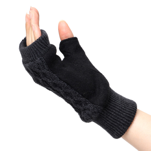  手袋 指なし レディース アームウォーマー 女性用 ハンドウォーマー ケーブル編み 防寒 手首 冬 ブラック 黒 黒色 グローブ 作業用 保温 指出し手袋 ニット 暖かい アームカバー オフィス かわいい クロダ(KURODA)