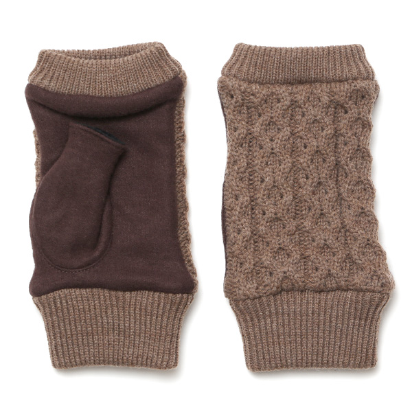 クロダ(KURODA) 【WOMEN】 フィンガーレス ケーブル ジャージ グローブ ダークブラウン