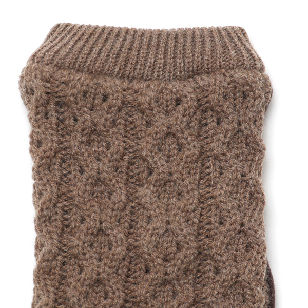 手袋 指なし レディース アームウォーマー 女性用 ハンドウォーマー ケーブル編み 防寒 手首 冬 ダークブラウン ブラウン 茶 茶色 グローブ 作業用 保温 指出し手袋 ニット 暖かい アームカバー オフィス かわいい クロダ(KURODA)