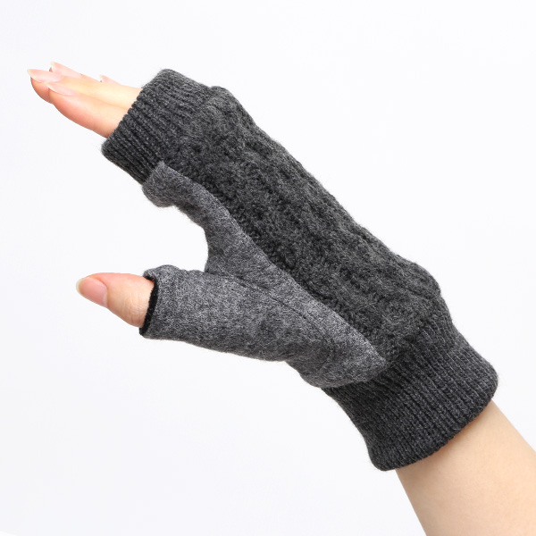  手袋 指なし レディース アームウォーマー 女性用 ハンドウォーマー ケーブル編み 防寒 手首 冬 グレー グレイ 灰色 グローブ 作業用 保温 指出し手袋 ニット 暖かい アームカバー オフィス かわいい クロダ(KURODA)