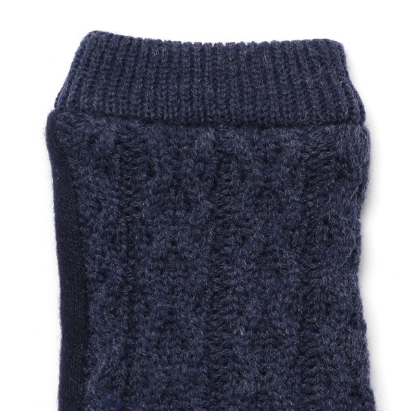  手袋 指なし レディース アームウォーマー 女性用 ハンドウォーマー ケーブル編み 防寒 手首 冬 ブルー ネイビー 青色 グローブ 作業用 保温 指出し手袋 ニット 暖かい アームカバー オフィス かわいい クロダ(KURODA)