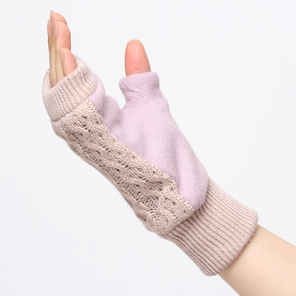  手袋 指なし レディース アームウォーマー 女性用 ハンドウォーマー ケーブル編み 防寒 手首 冬 ピンク 桃色 グローブ 作業用 保温 指出し手袋 ニット 暖かい アームカバー オフィス かわいい クロダ(KURODA)
