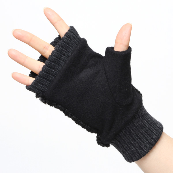 手袋 指なし アームウォーマー レディース ハンドウォーマー 保温 防寒 冬 女性用 グローブ ボア 手袋 ブラック 黒 黒色 オフィス 室内 暖かい かわいい おしゃれ 女子 手袋 作業用 フィンガーレス手袋 クロダ(KURODA)