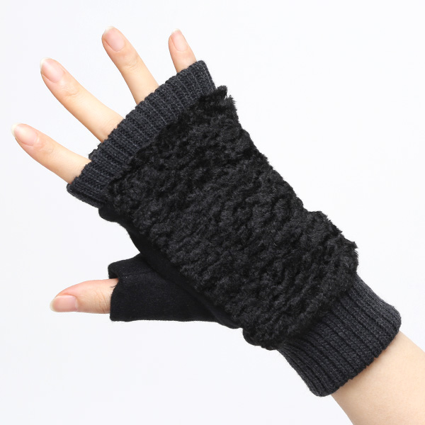 手袋 指なし アームウォーマー レディース ハンドウォーマー 保温 防寒 冬 女性用 グローブ ボア 手袋 ブラック 黒 黒色 オフィス 室内 暖かい かわいい おしゃれ 女子 手袋 作業用 フィンガーレス手袋 クロダ(KURODA)