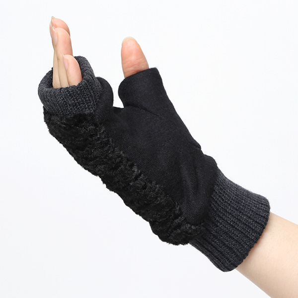 手袋 指なし アームウォーマー レディース ハンドウォーマー 保温 防寒 冬 女性用 グローブ ボア 手袋 ブラック 黒 黒色 オフィス 室内 暖かい かわいい おしゃれ 女子 手袋 作業用 フィンガーレス手袋 クロダ(KURODA)