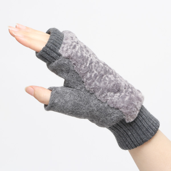 手袋 指なし アームウォーマー レディース ハンドウォーマー 保温 防寒 冬 女性用 グローブ ボア 手袋 グレー グレイ 灰色 オフィス 室内 暖かい かわいい おしゃれ 女子 手袋 作業用 フィンガーレス手袋 クロダ(KURODA)