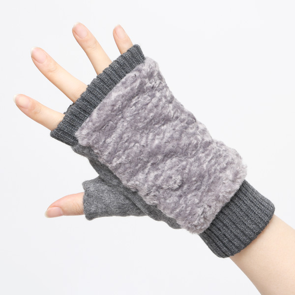 手袋 指なし アームウォーマー レディース ハンドウォーマー 保温 防寒 冬 女性用 グローブ ボア 手袋 グレー グレイ 灰色 オフィス 室内 暖かい かわいい おしゃれ 女子 手袋 作業用 フィンガーレス手袋 クロダ(KURODA)