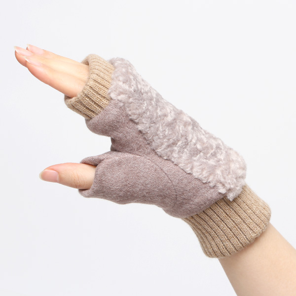 手袋 指なし アームウォーマー レディース ハンドウォーマー 保温 防寒 冬 女性用 グローブ ボア 手袋 ベージュ 肌色 オフィス 室内 暖かい かわいい おしゃれ 女子 手袋 作業用 フィンガーレス手袋 クロダ(KURODA)