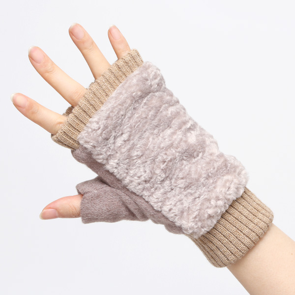 手袋 指なし アームウォーマー レディース ハンドウォーマー 保温 防寒 冬 女性用 グローブ ボア 手袋 ベージュ 肌色 オフィス 室内 暖かい かわいい おしゃれ 女子 手袋 作業用 フィンガーレス手袋 クロダ(KURODA)