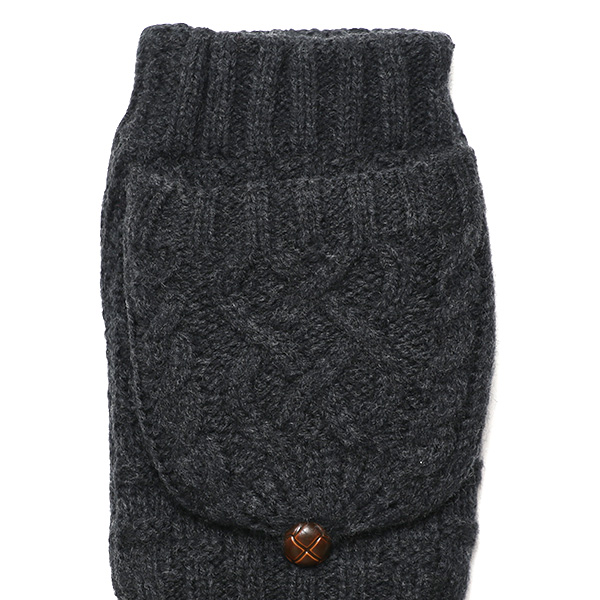 アームウォーマー レディース ミトン フード付き フィンガーレス手袋 ケーブルニット 指なし手袋 厚手 冬 ブラック 黒 黒色 寒さ対策 オフィス 室内 ハンドウォーマー 手首 暖かい 温かい てぶくろ 冷え性 防寒 クロダ(KURODA)