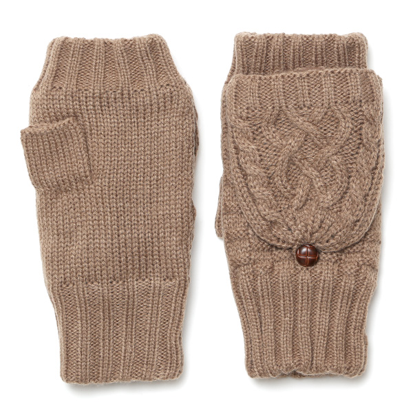 クロダ(KURODA) 【WOMEN】 フード付き ケーブルニット グローブ モカ